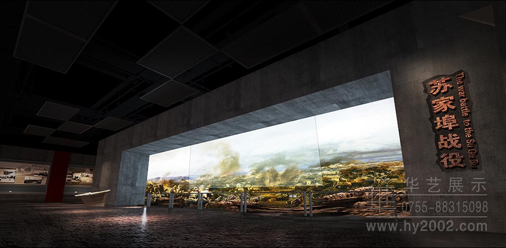 大別山革命歷史紀念館效果圖,展廳設(shè)計,通電玻璃展柜,場景重塑
