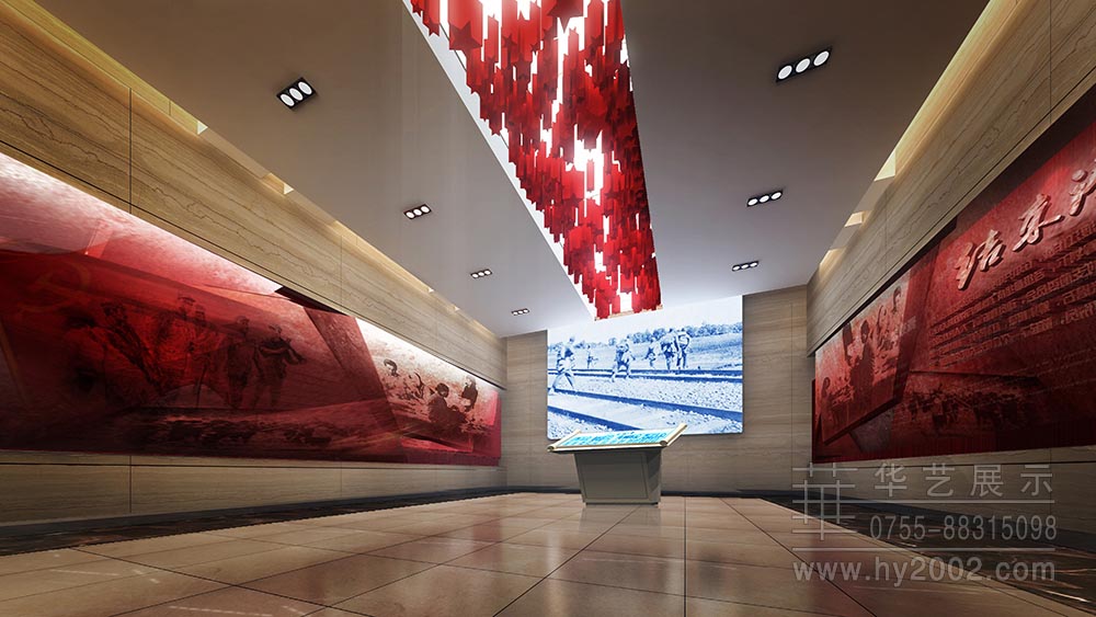 大別山革命歷史紀念館效果圖,展廳設(shè)計,展廳全景導(dǎo)視臺